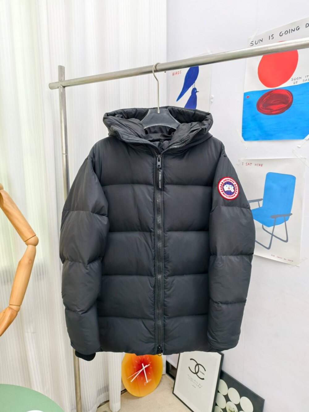 Black Hooded Short Down Puffer